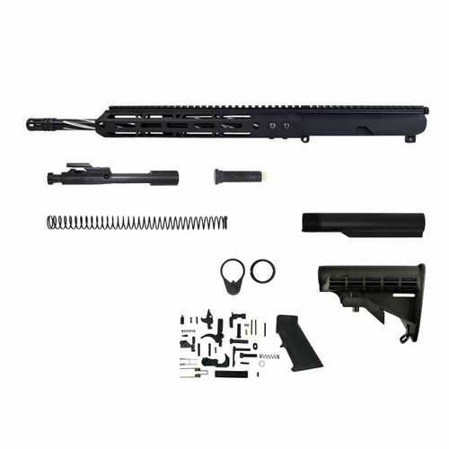 .300 Blackout AR 15 Rifle Kit - 16" Stainless and Black Nitride Fluted Heavy Barrel, 1:8 Twist Rate with 12" M-Lok Handguard, Side-Charged