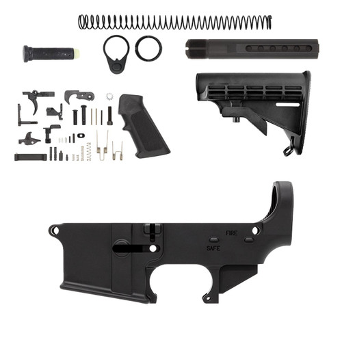 AR 15 Lower Assembly | Lower Parts Kit | Butt Stock | Buffer Tube | FIRE/SAFE | Forged | 80% Lower 1