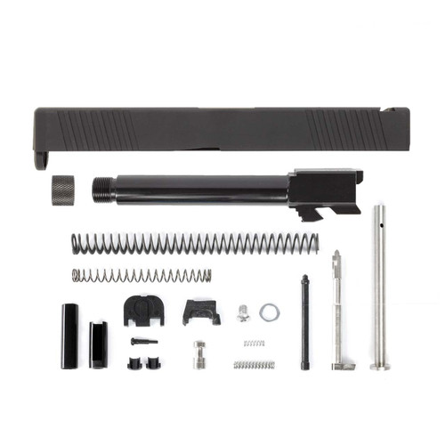 Complete Glock® 17 Compatible Slide w/ Front & Rear Serrations - Black w/ Stainless, Black, Threaded or Non-Threaded Barrel