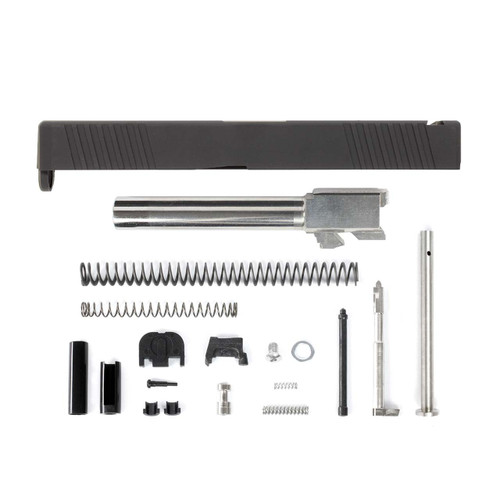 Complete Glock® 17 Compatible Slide w/ Front & Rear Serrations - Black w/ Stainless, Black, Threaded or Non-Threaded Barrel