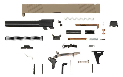Glock® 17 Compatible Pistol Build Kit w/ FDE Front & Rear Serrated Slide 1