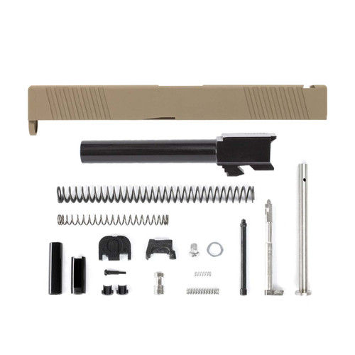 Complete G17 Compatible Slide w/ Front & Rear Serrations - FDE w/ Stainless, Black, Threaded or Non-Threaded Barrel