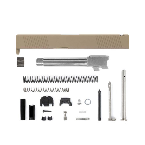 Complete G19 Slide - Front & Rear Serrations - FDE w/ Black, Stainless, Threaded or Non-Threaded Barrel 4