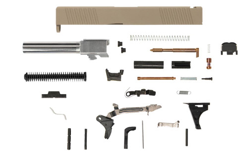 Glock® 19 Compatible Pistol Build Kit w/ FDE Front & Rear Serrated Slide 2