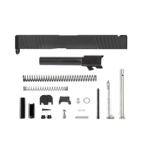 Complete G19 Slide - Front & Rear Serrations - Black w/ Stainless, Black, Threaded or Non-Threaded Barrel