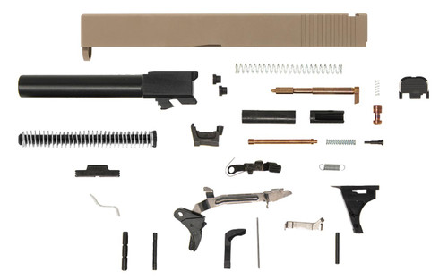 Glock® 17 Compatible Pistol Build Kit w/ FDE Rear Serrated Slide 1
