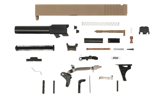 Glock® 19 Compatible Pistol Build Kit w/ FDE Rear Serrated Slide 1