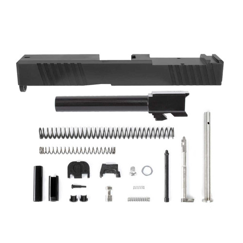 Complete G17 Compatible Slide w/ Front & Rear Serrations (& RMR Cut) - Black w/ Stainless, Black, Threaded or Non-Threaded Barrel