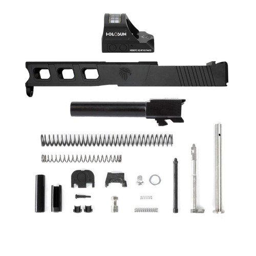 Complete LFA Elite Glock® 19 Compatible Slide - Black w/ Stainless, Black, Threaded or Non-Threaded Barrel + Holosun 507C-X2