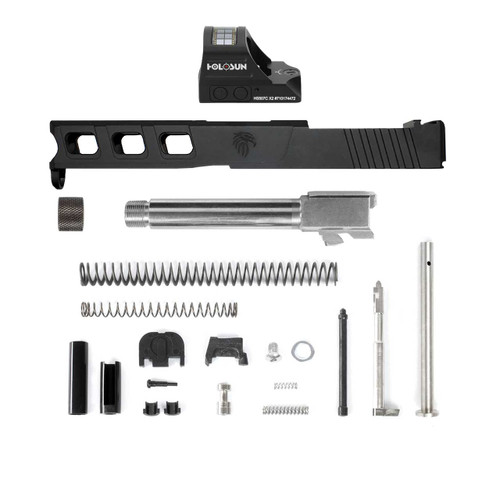 Complete LFA Elite Glock® 19 Compatible Slide - Black w/ Stainless, Black, Threaded or Non-Threaded Barrel + Holosun 507C-X2 4