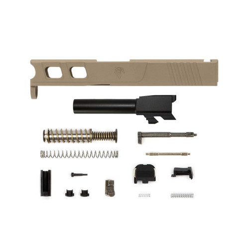 Complete Glock 43 Compatible Slide (LFA Elite), FDE w/ Black Barrel